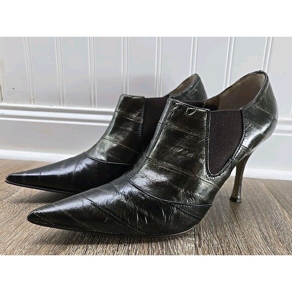 Dolce & Gabbana Bootie Boot Bordeaux Eel Leather Pointed Italy 36.5 US 6.5 - Picture 1 of 16